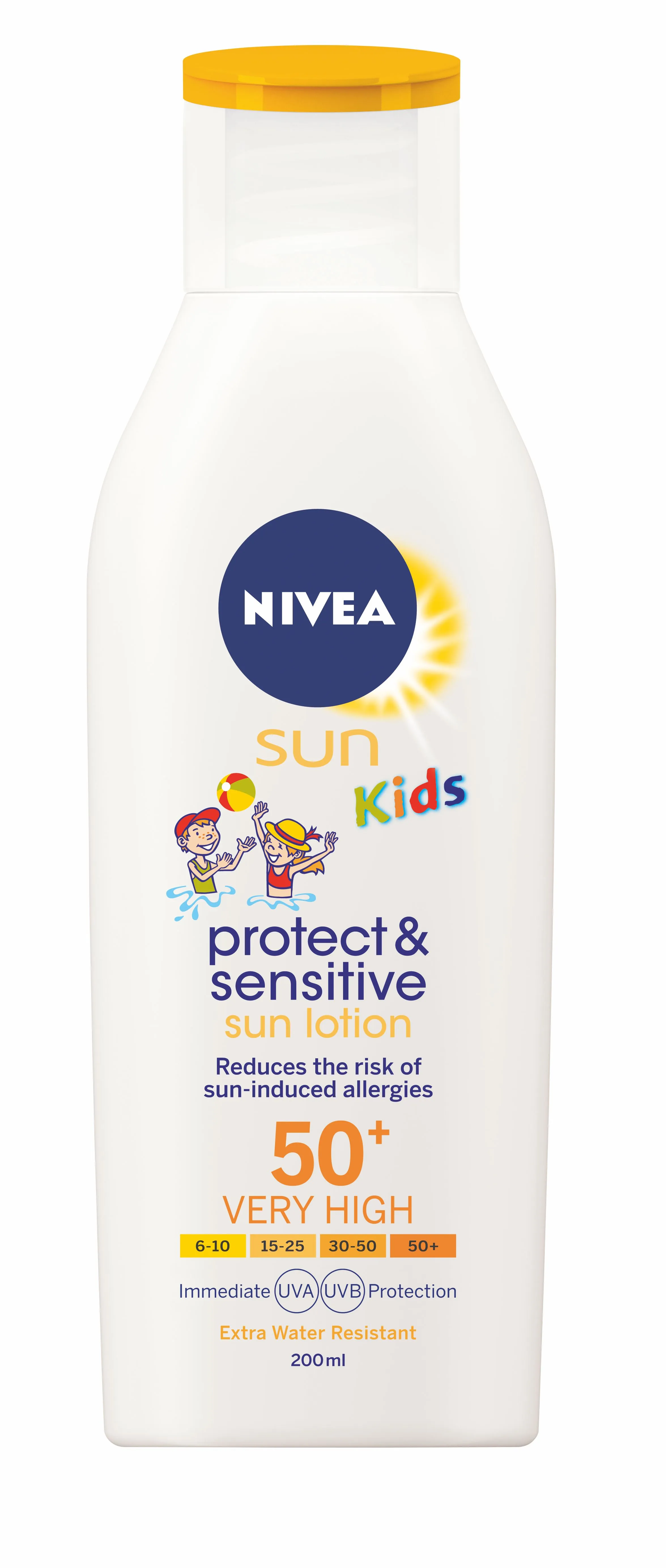 Nivea SUN Sensitive SPF50+ dětské opalovací mléko 200 ml