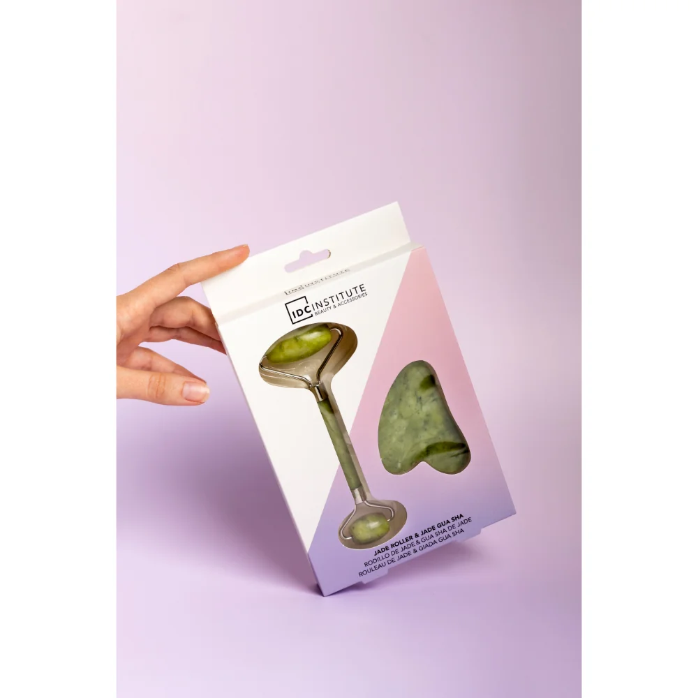 IDC Institute Nefritový masážní roller a Gua Sha kámen
