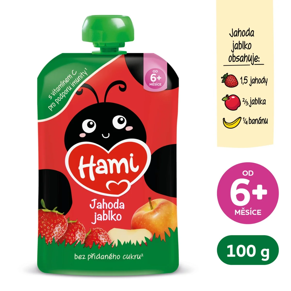 Hami Jahoda, jablko 6m+ kapsička 100 g
