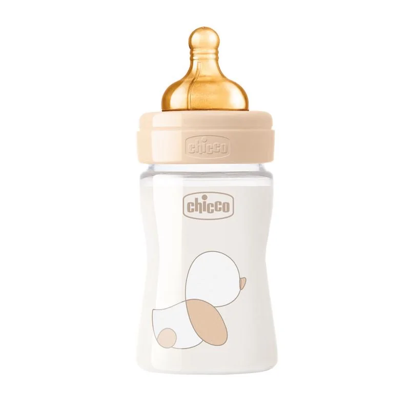 Chicco Original Touch Kojenecká láhev s latexovým dudlíkem skleněná 150 ml neutral