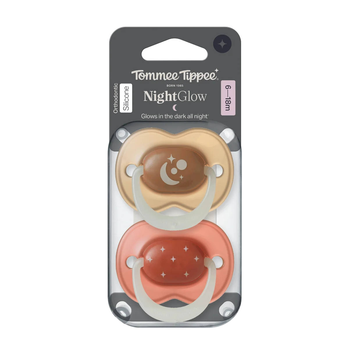 Tommee Tippee Silikonový dudlík Night 6-18m 2 ks více barevných variant