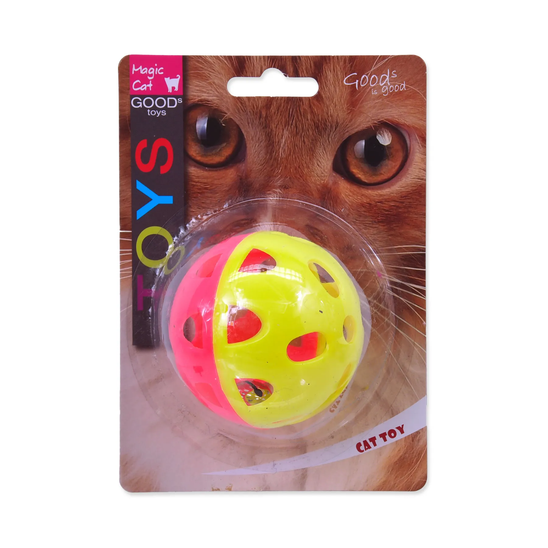 MAGIC CAT Hračka míček neon jumbo s rolničkou 6 cm