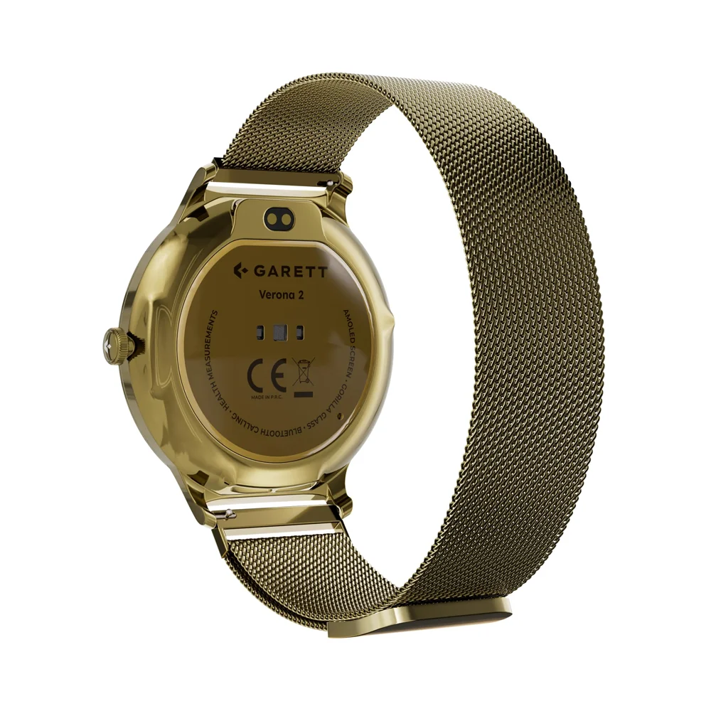 Garett Verona 2 chytré hodinky Gold Mesh Steel