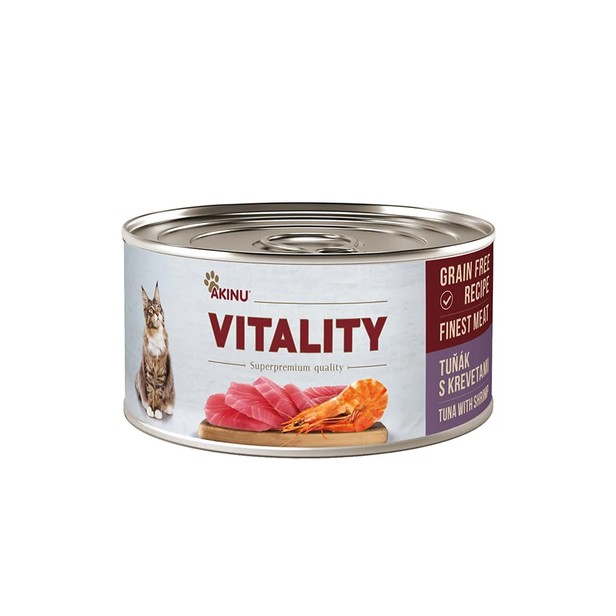 Akinu VITALITY Tuňák & krevety konzerva pro kočky 10 x 70 g 