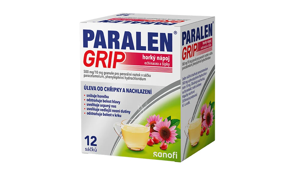 Paralen Grip Horký nápoj echinacea a šípky 12 sáčků Paralen Grip Horký nápoj echinacea a šípky 12 sáčků