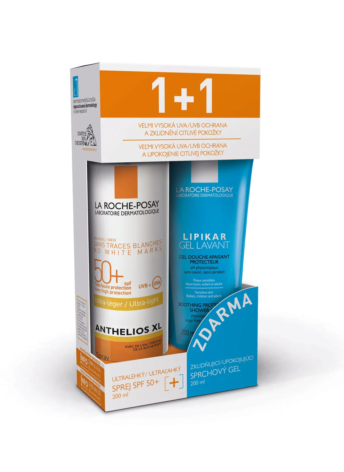 LA ROCHE-POSAY Anthelios XL SPF 50+ Ultralehký sprej 200ml + Lipikar Zklidňující sprchový gel 200ml