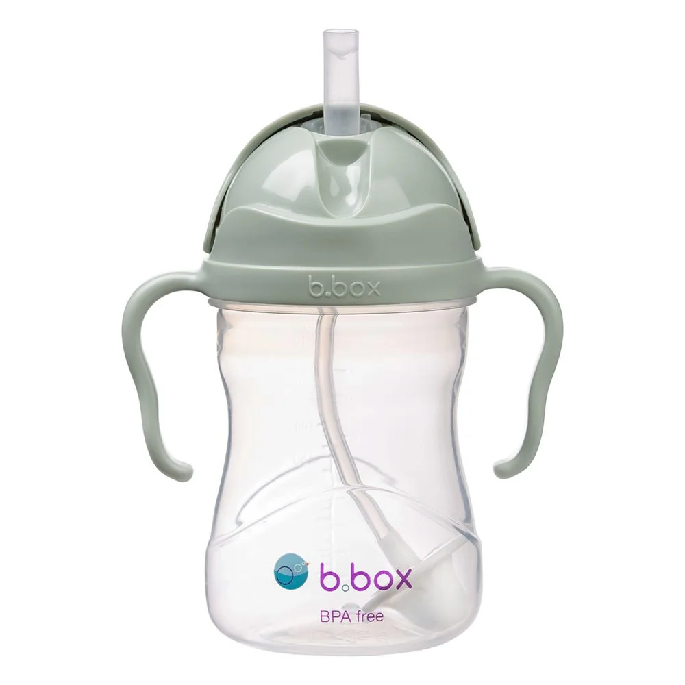 B.BOX Hrneček s brčkem 240 ml + Univerzální silikonový pásek - set zelený