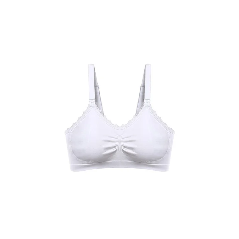 Babyono Kojící podprsenka s krajkou, bílá, D70-75 cm