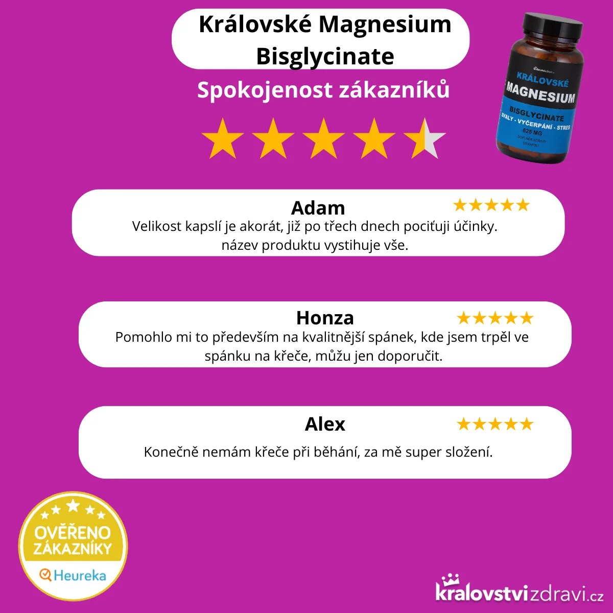 Království zdraví 2+1 Královské Magnesium Bisglycinate 825 mg + (Vitamín B6)