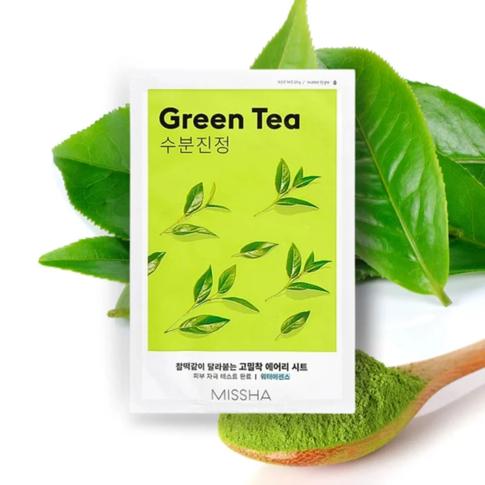Missha Airy Fit Green Tea zklidňující plátýnková maska 19 g