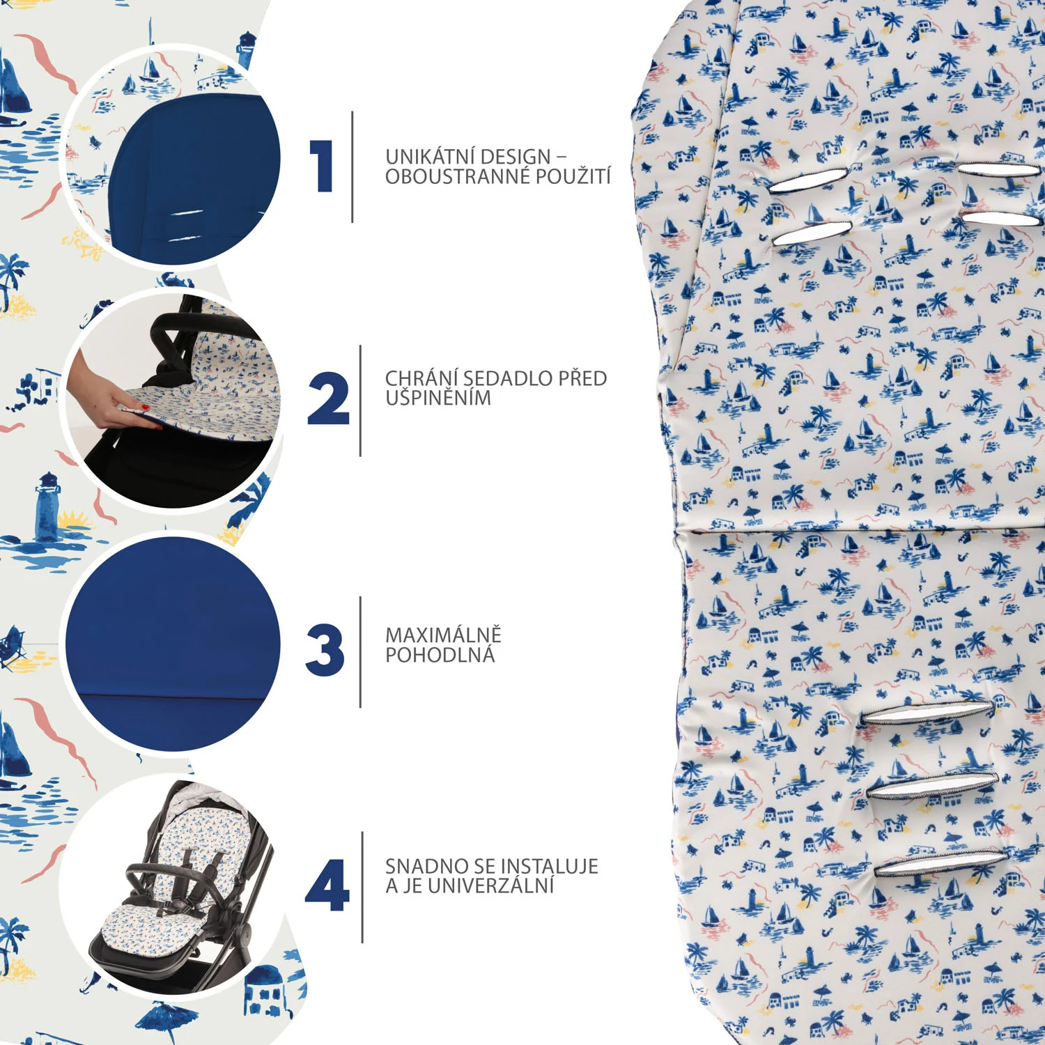 Zopa Podložka do kočárku Easy, Sailor Blue 2