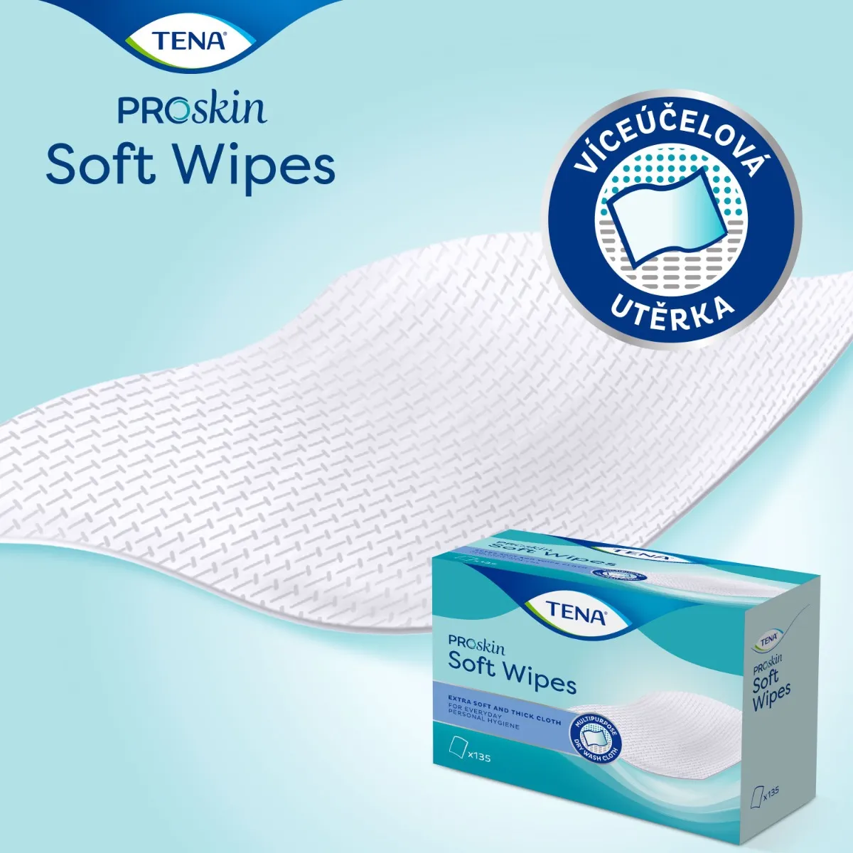 Tena Soft Wipe jemné utěrky 135 ks