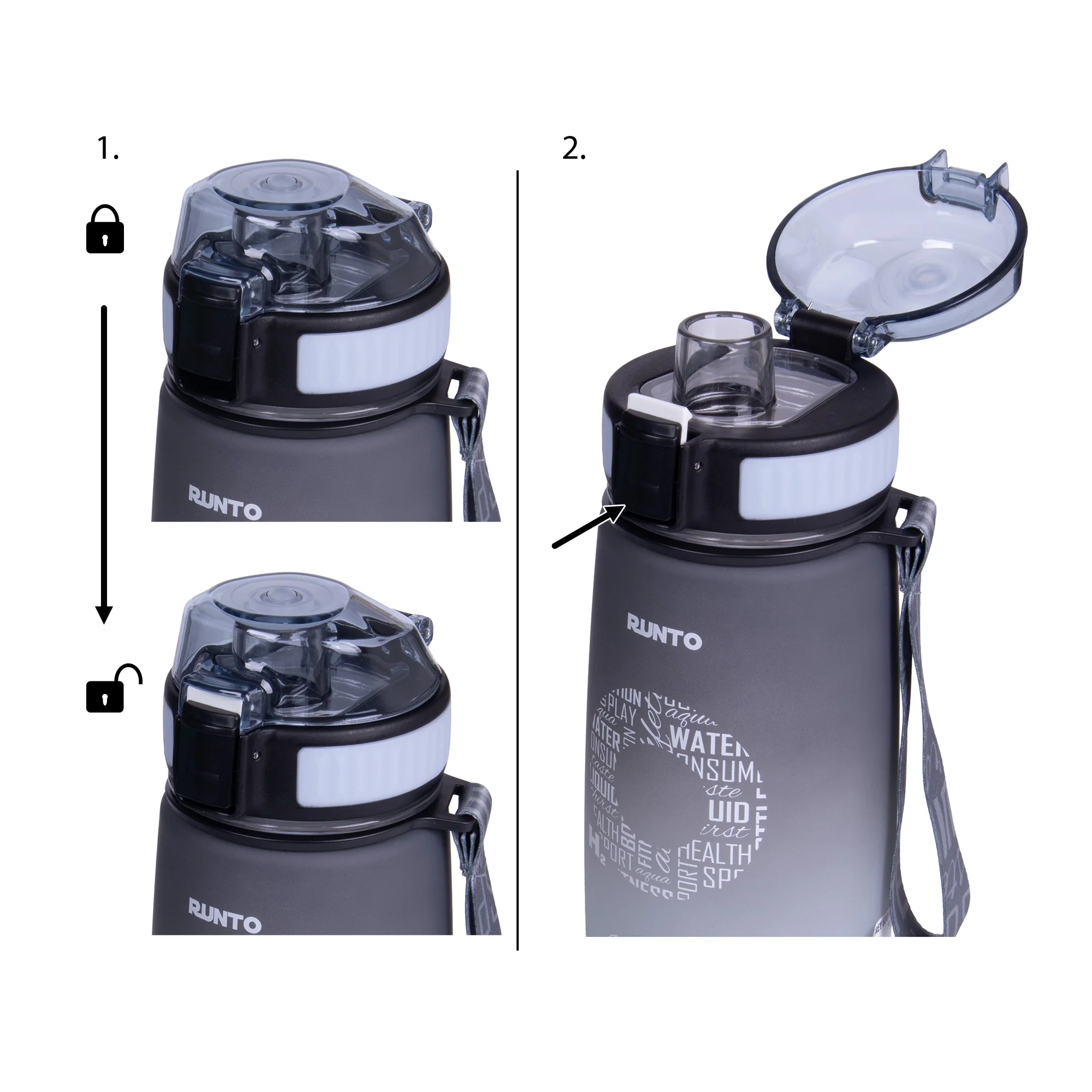 RUNTO Láhev AQUA-GO 630ml Grey