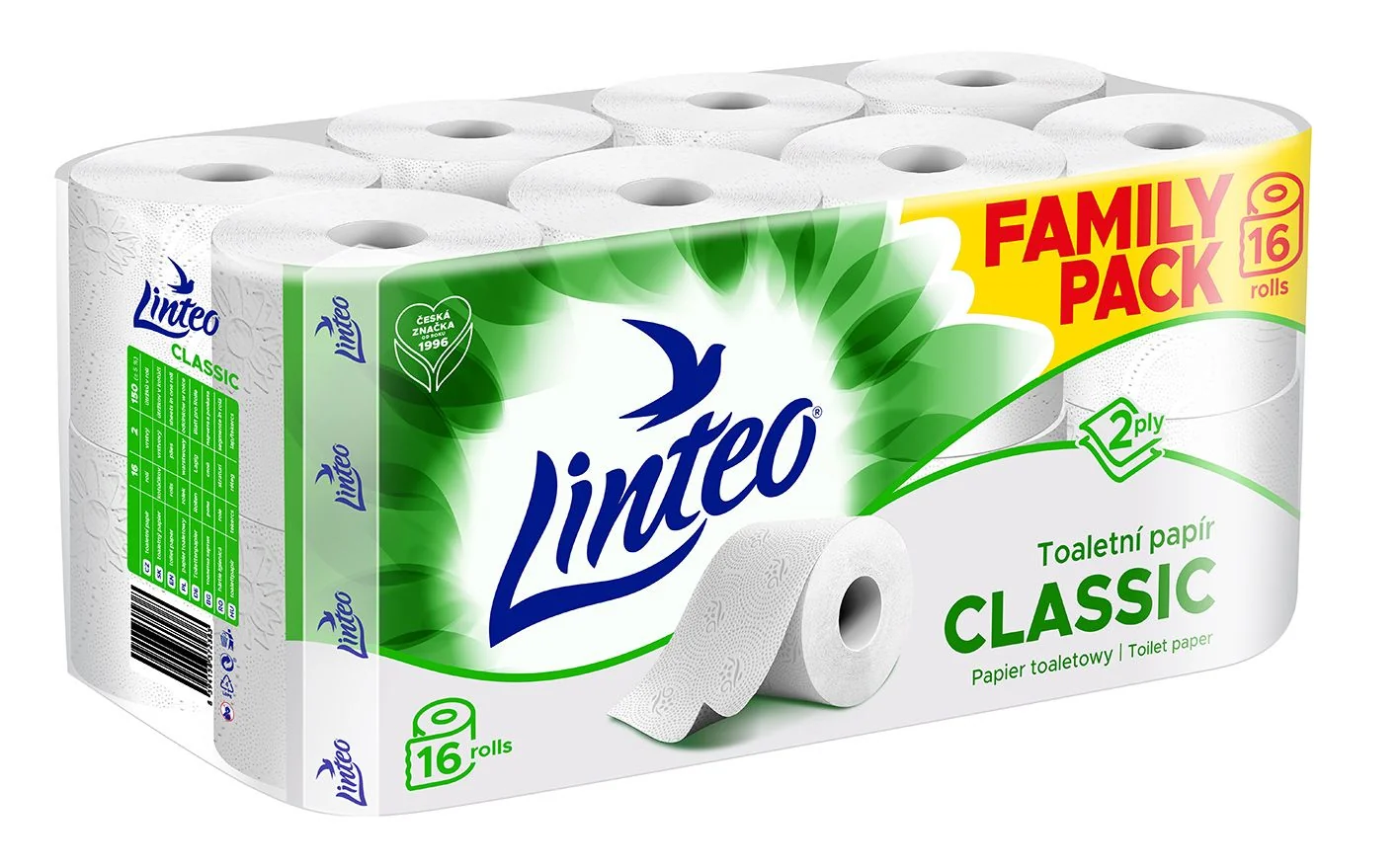 Linteo Toaletní papír 2vrstvý bílý 15 metrů 16 rolí