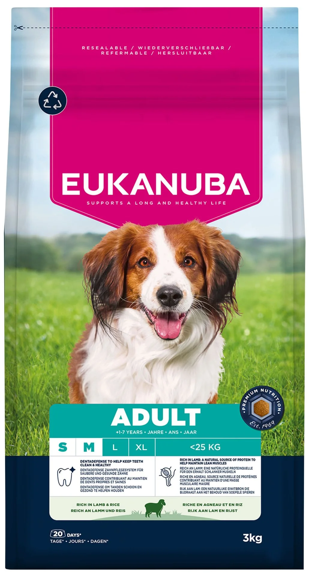 Eukanuba Krmivo Adult Small and Medium breed rich in lamb 3kg