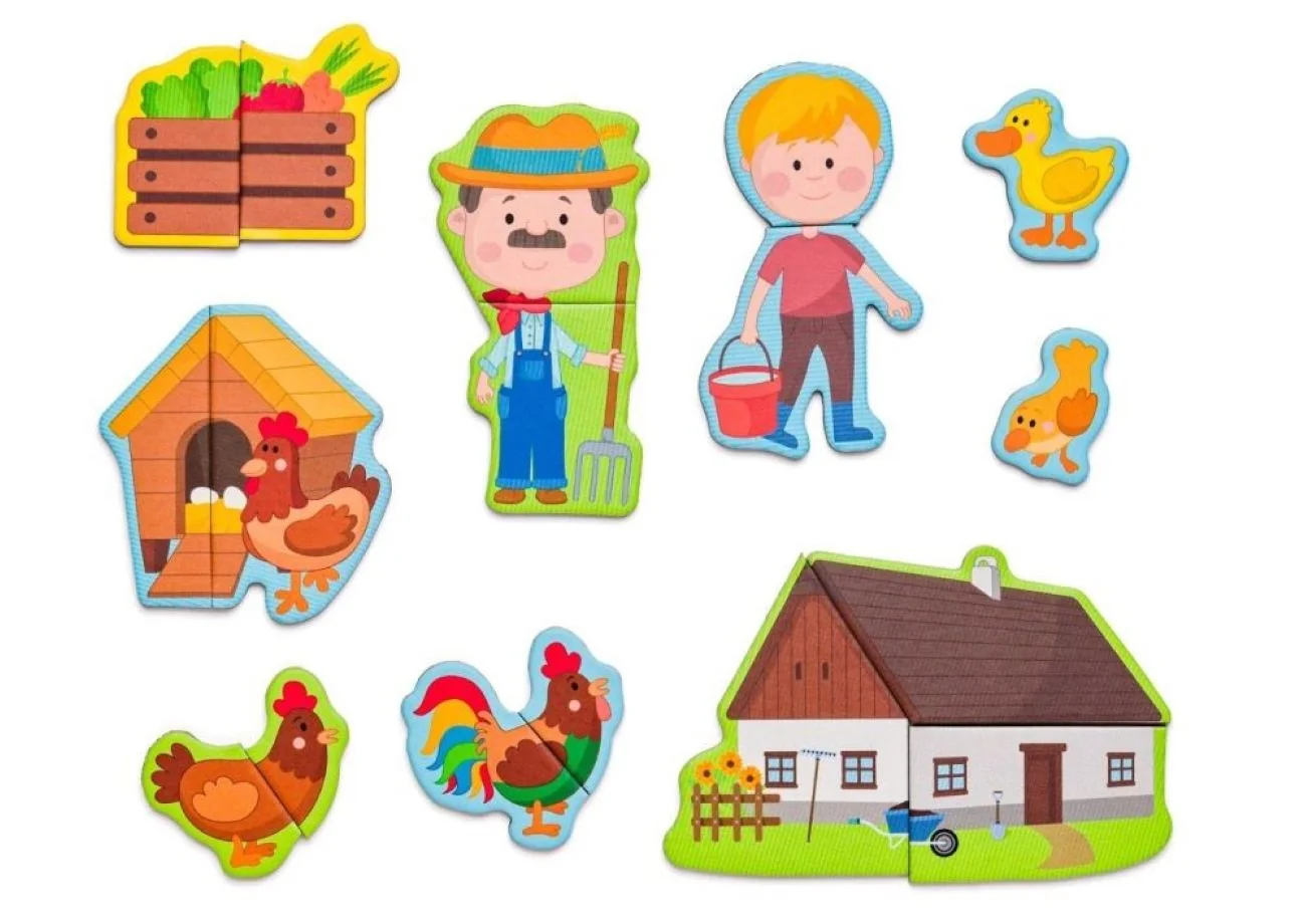 Adam Toys Dřevěná magnetická skládačka Farma
