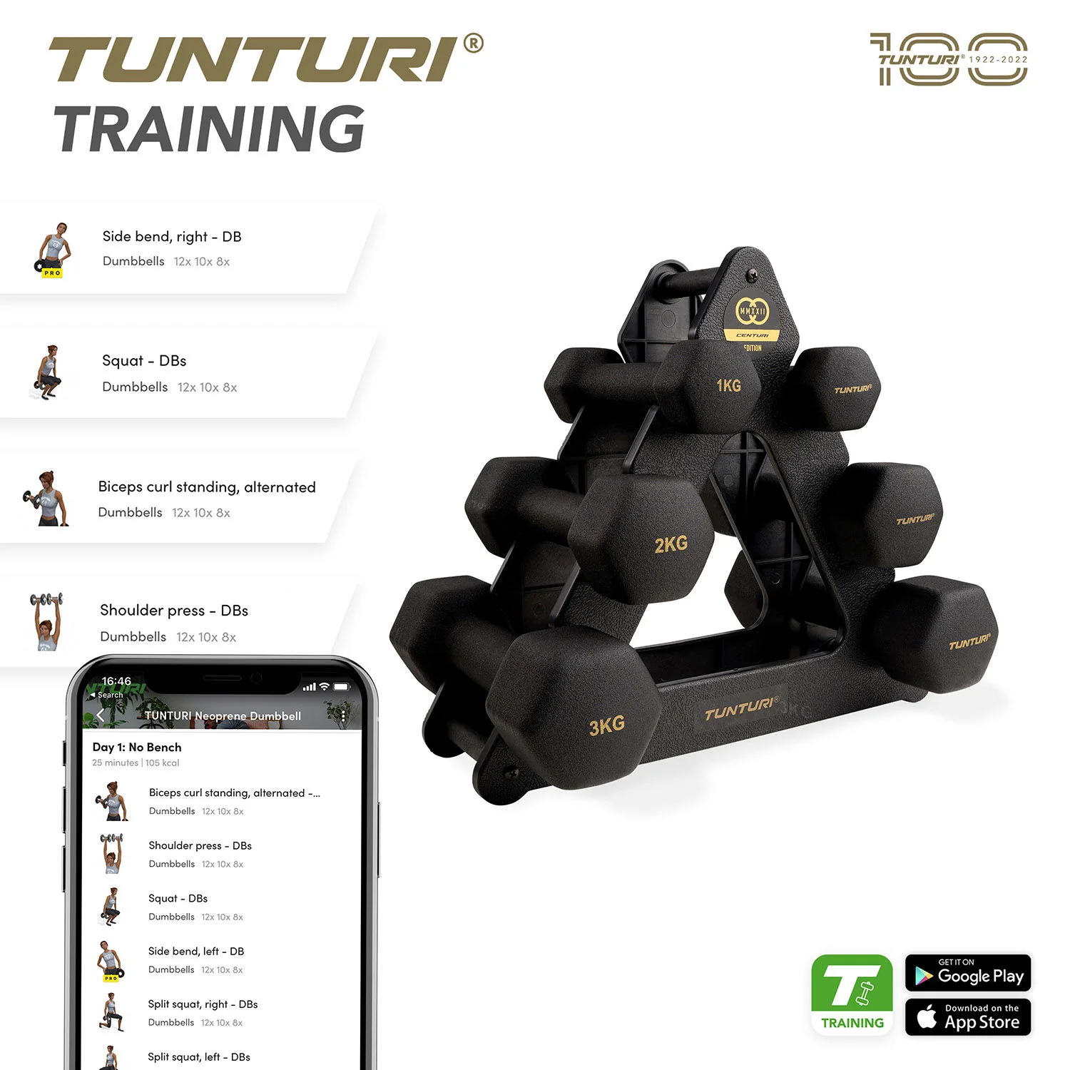 Tunturi Činkový set neopren ve stojanu Centuri