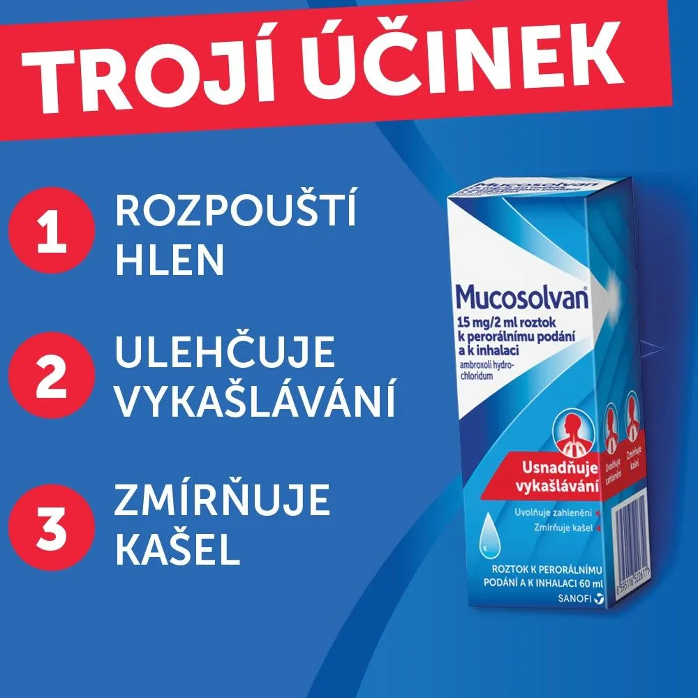 Mucosolvan 15 mg/2 ml roztok 60 ml