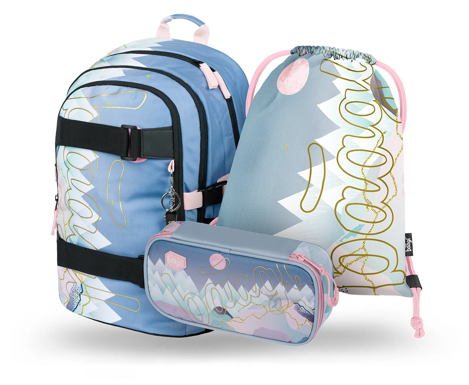 Baagl 3 SET Skate Moon: batoh, penál, sáček 