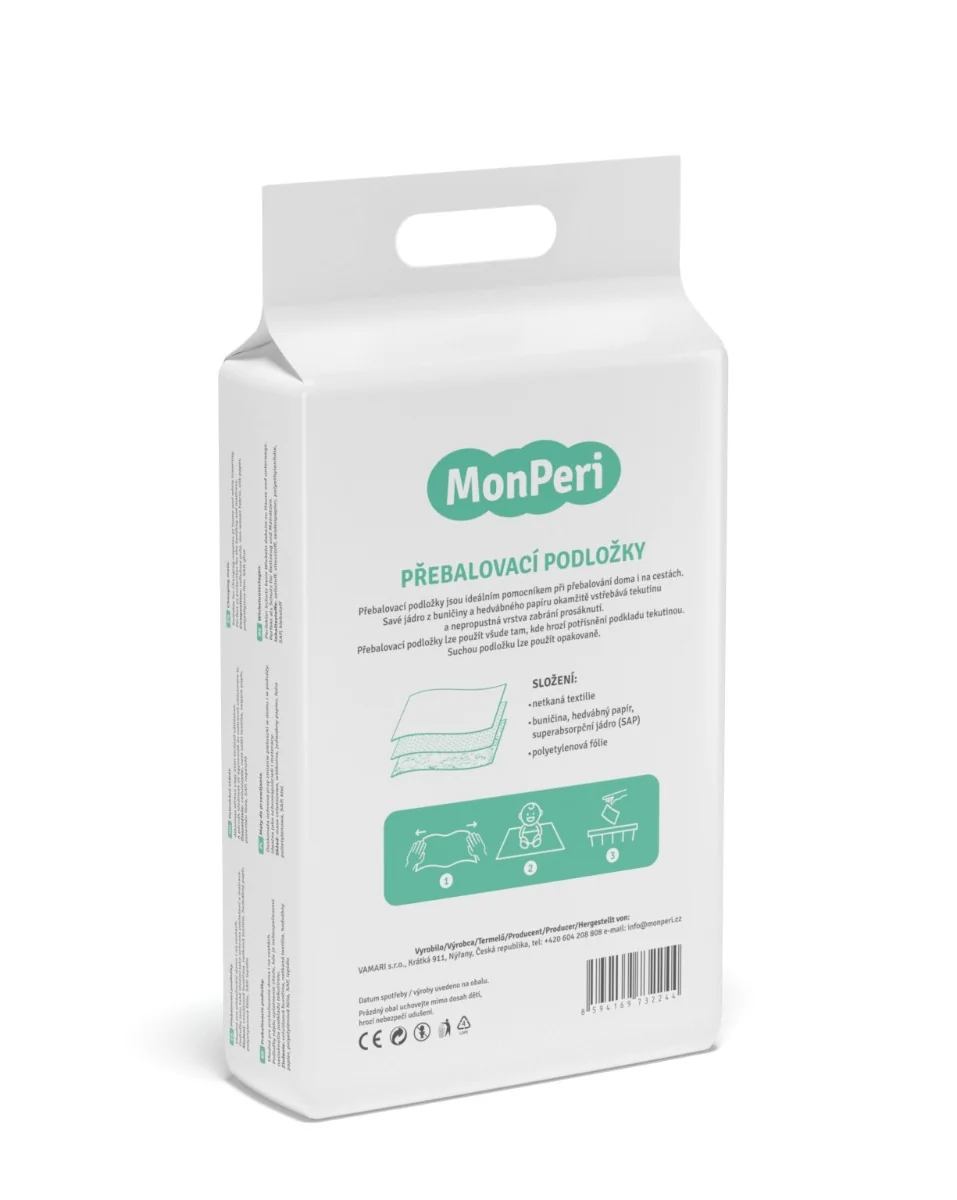 MonPeri Přebalovací podložky M 60 x 60 cm 15 ks