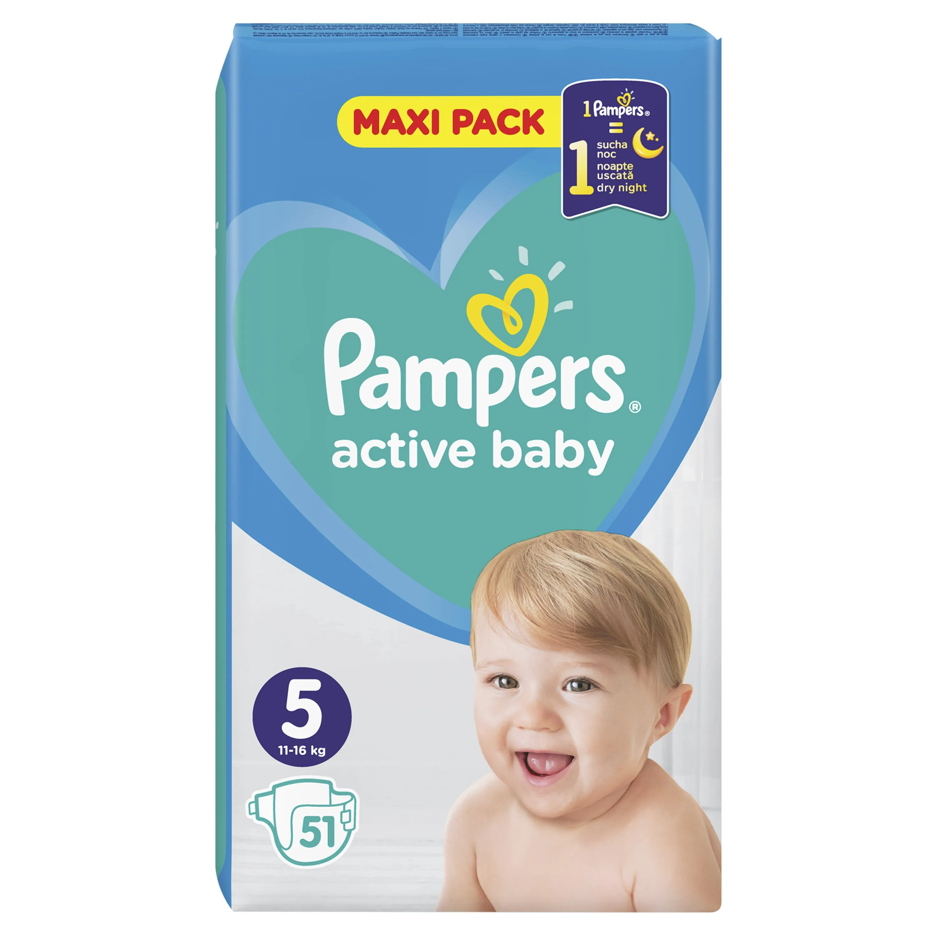 Pampers Active Baby vel. 5 Maxi Pack 11-16 kg dětské pleny 51 ks