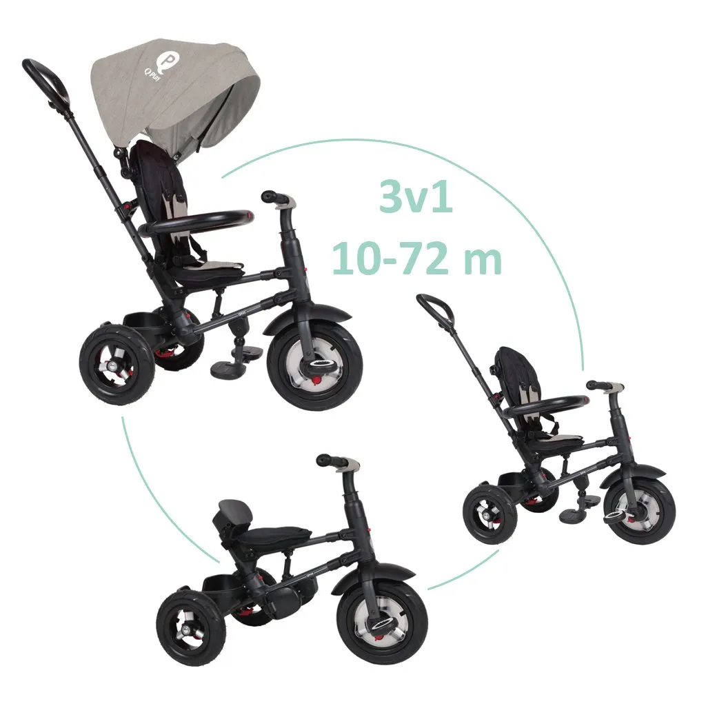 QPlay Tříkolka Rito air gel (Rubber) Grey, věk 10-72 měsíců