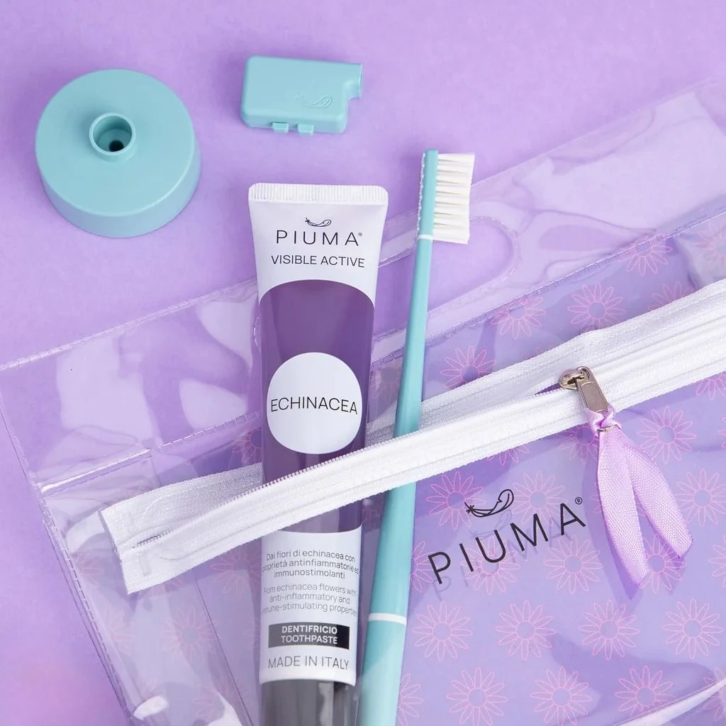 Piuma Dárkový set na péči o zuby s echinaceou 4 ks Aqua Green