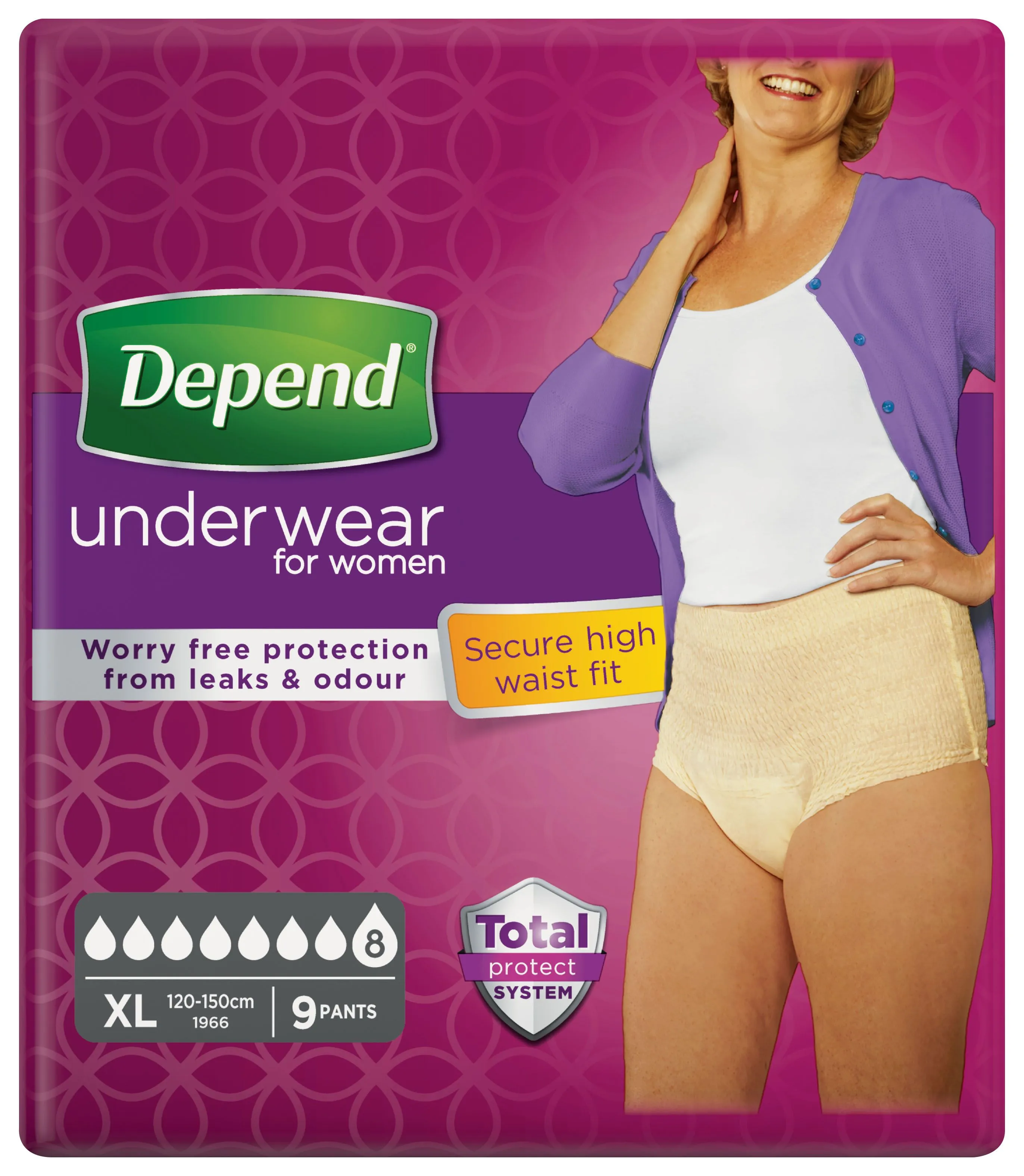Depend Super pro ženy XL natahovací kalhotky 9 ks