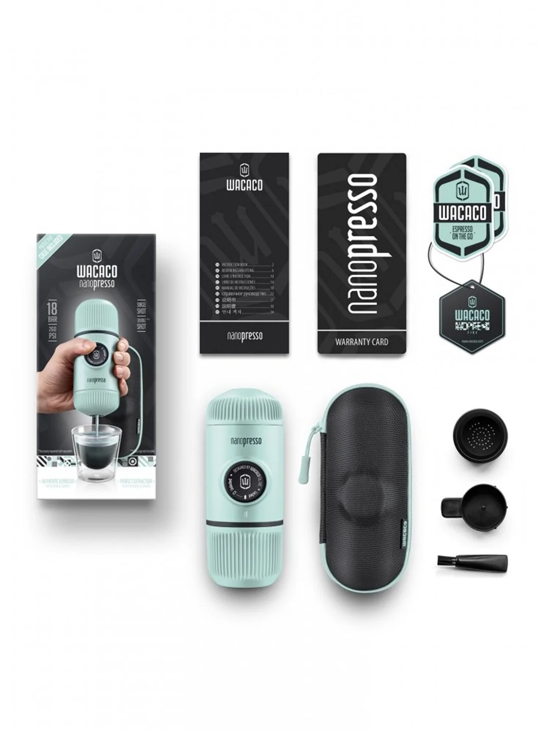 Wacaco Nanopresso Arctic Blue + pevný obal Kávovar