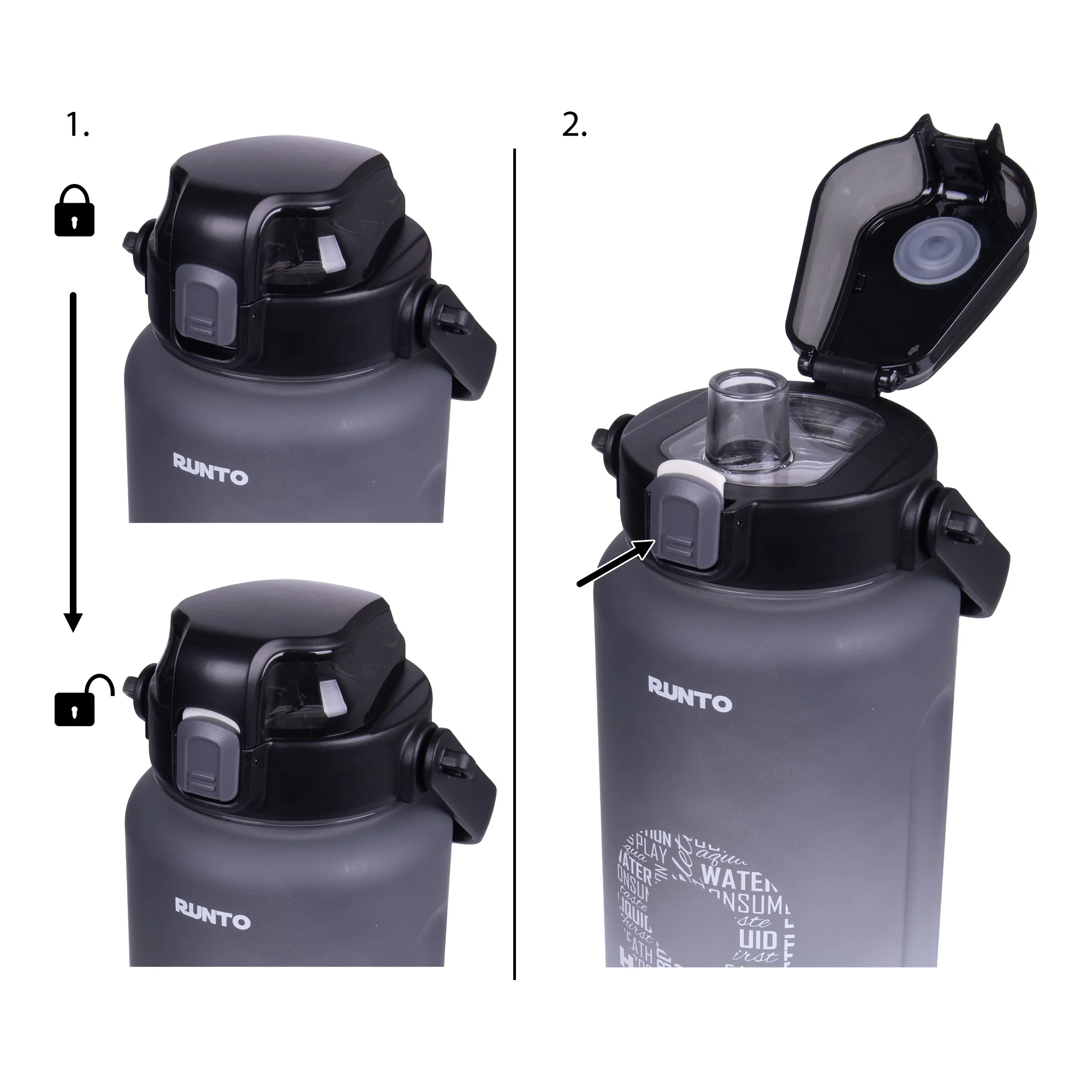 RUNTO Láhev TANKER 2000ml Grey