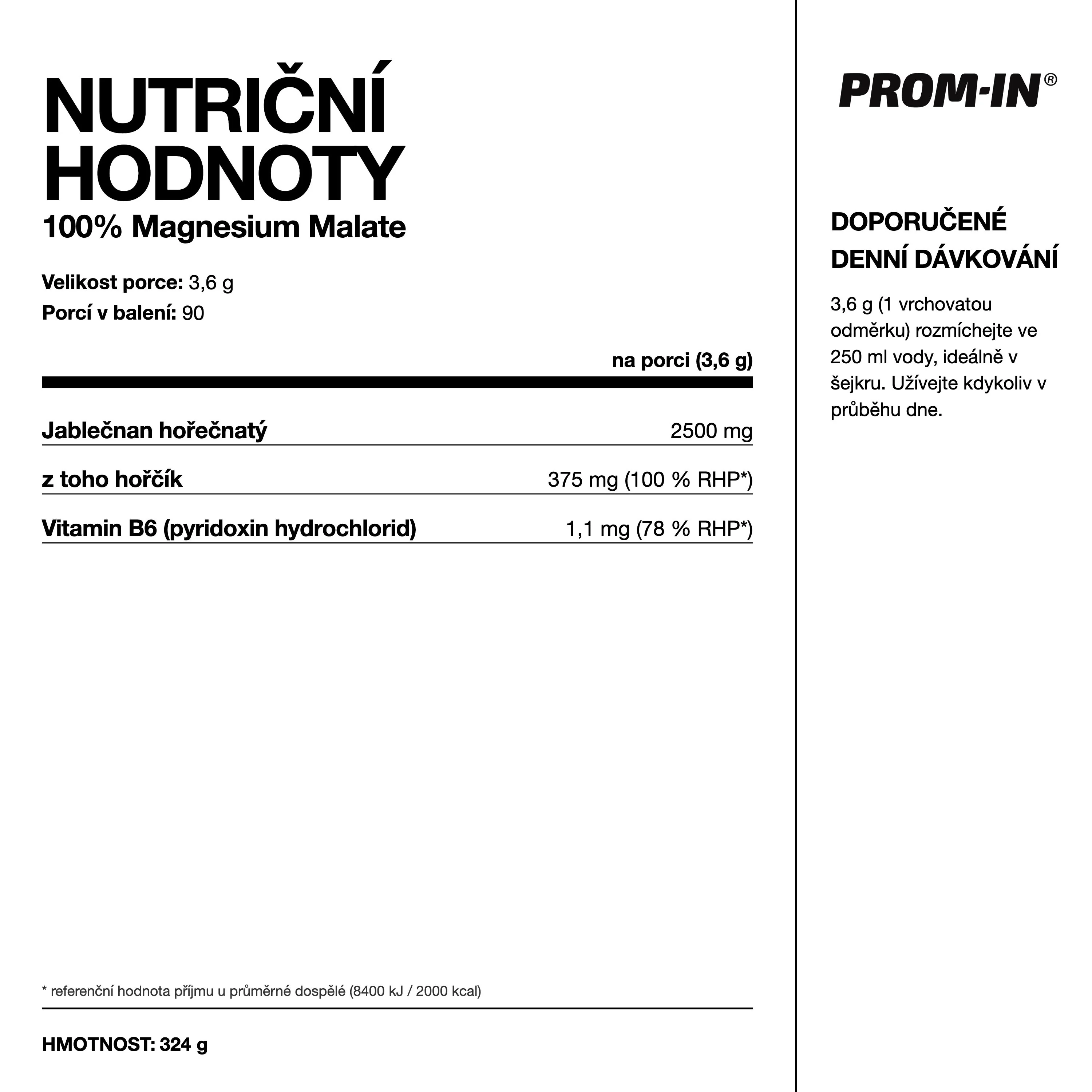 PROM-IN Magnesium Malate 100% Pomeranč 324 g