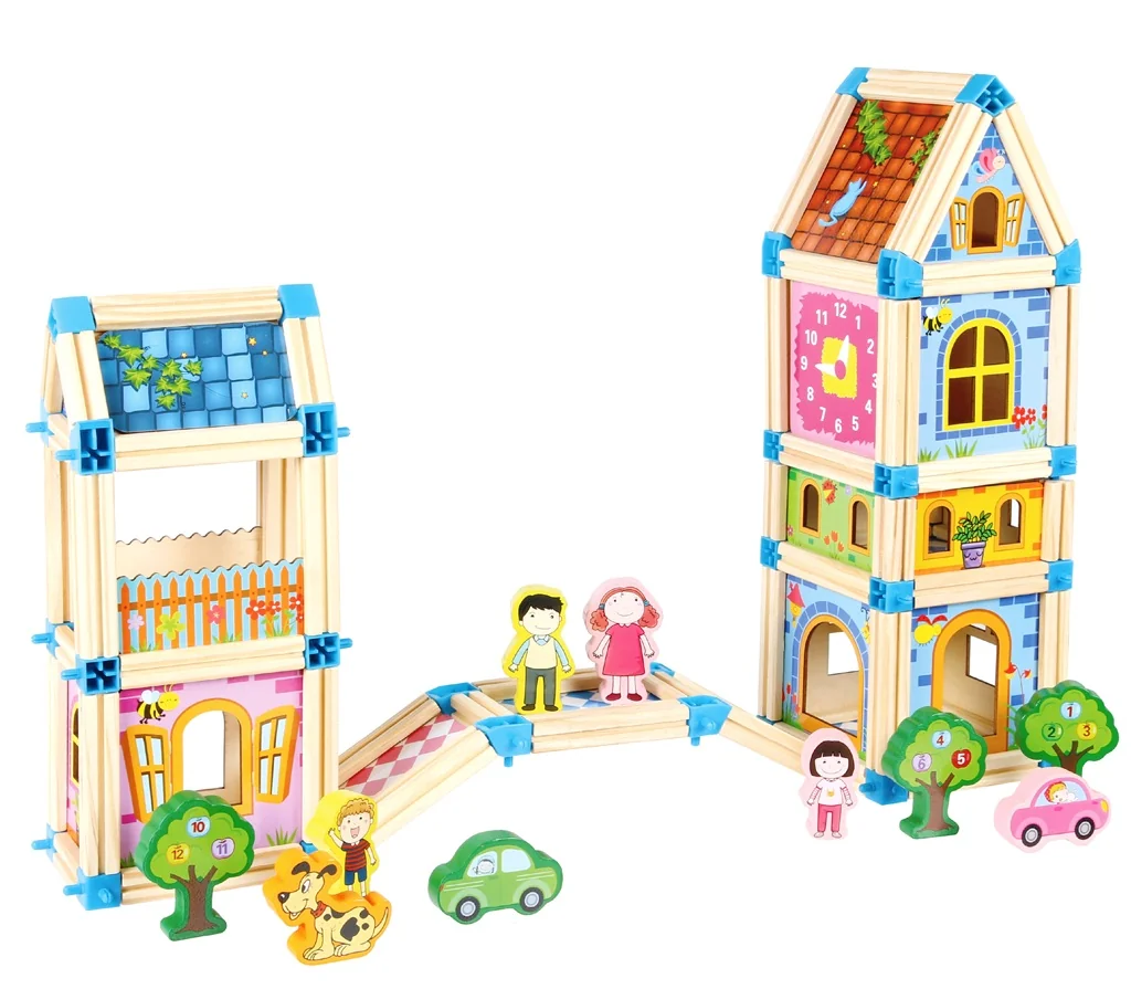 2Kids Toys Dřevěná stavebnice Zámek barevný