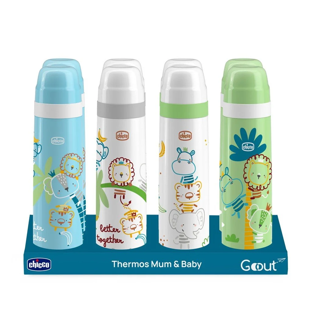 Chicco Termoska bílá s obrázky mix designů 500 ml 