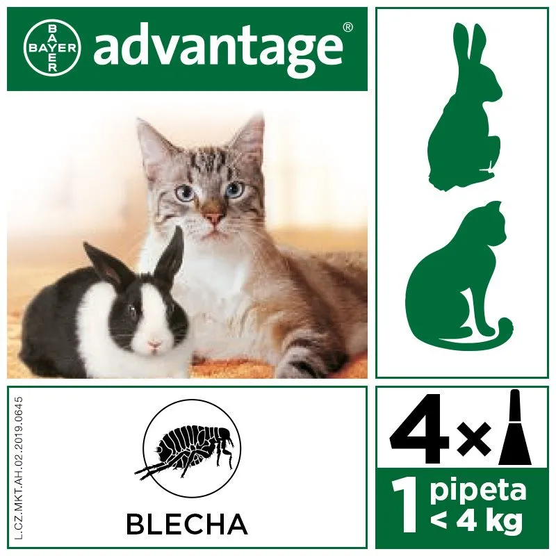 Advantage pro malé kočky a králíky 40 mg spot-on 4x0,4 ml