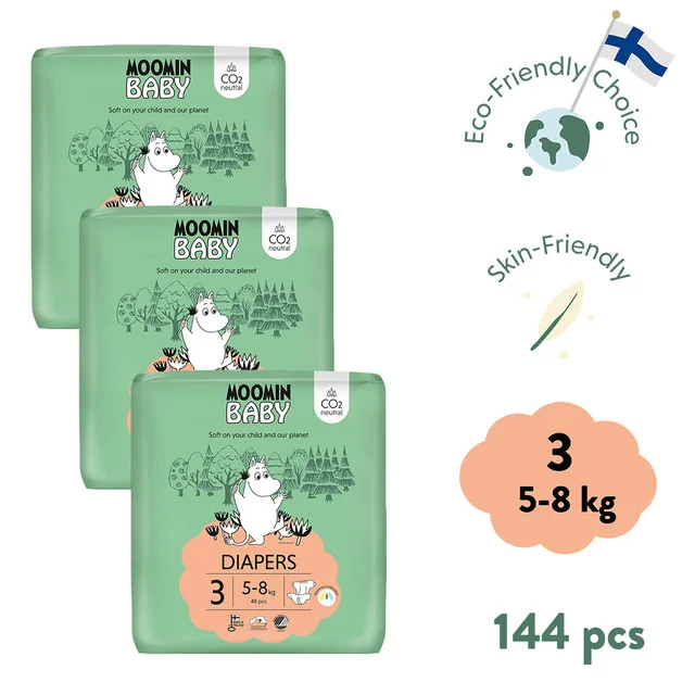 Moomin Baby 3 Midi 5–8 kg měsíční balení eko plen 144 ks