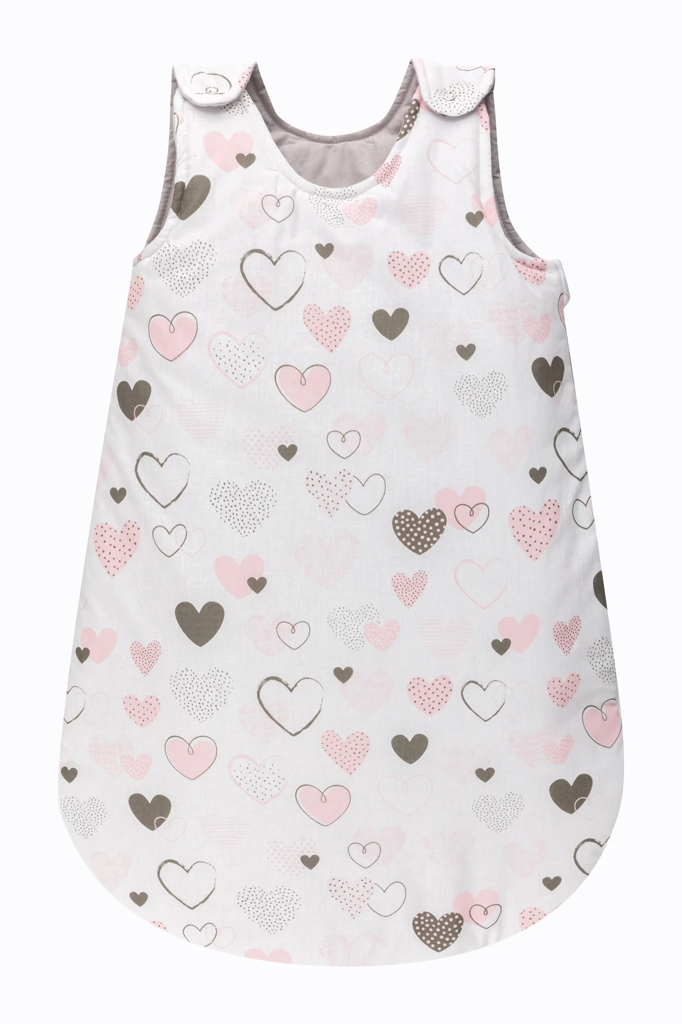 Bomimi Spací pytel 75cm / 3-12m, SRDÍČKA šedá