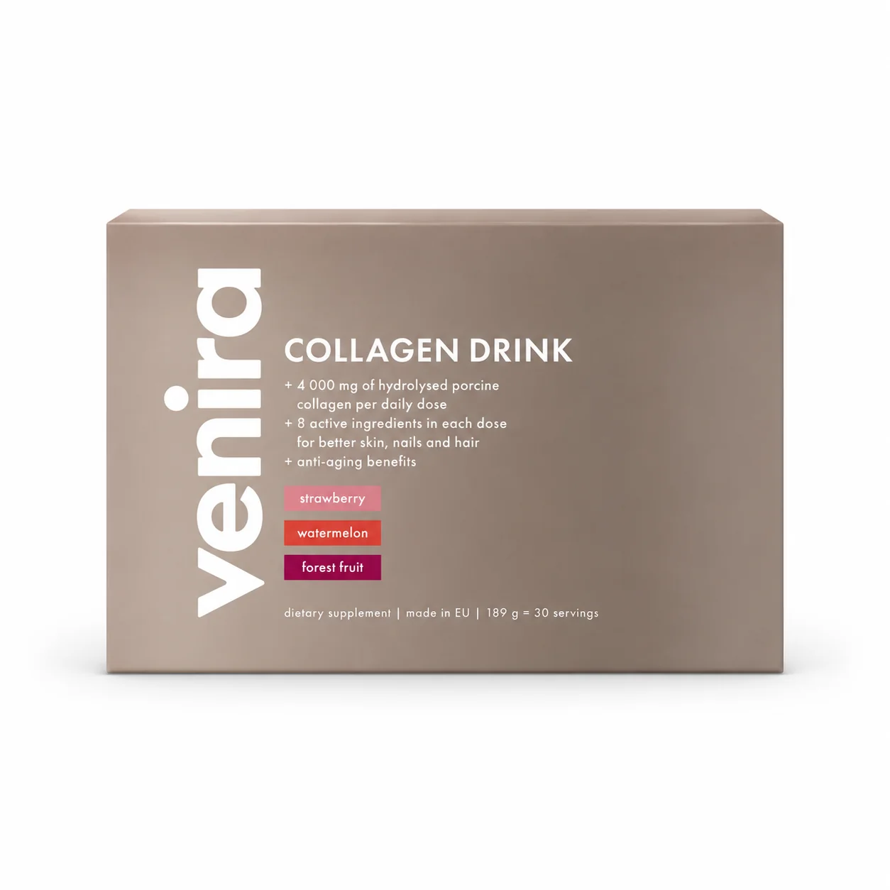 Venira Kolagenový drink mix 3 příchutí jahoda, meloun, lesní plody 30x6,3 g