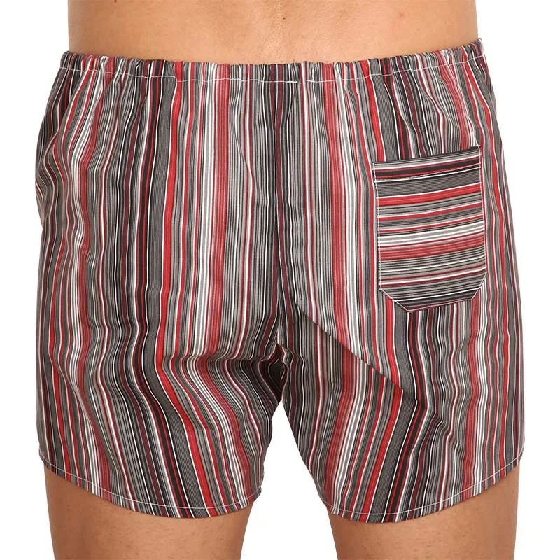 Foltýn 3PACK Klasické pánské trenky červené proužky nadrozměr (3xKN76) 3XL
