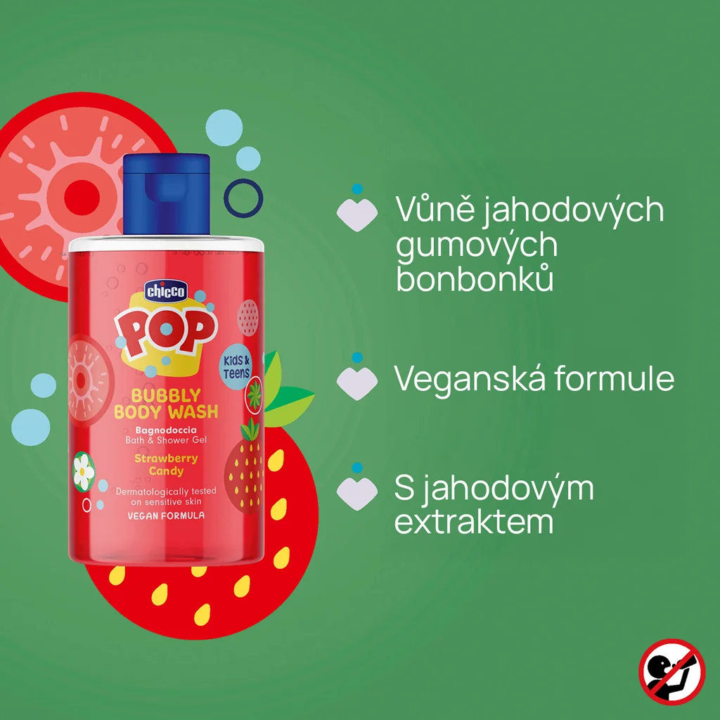 Chicco Strawberry candy POP Sprchový gel pro děti a teenagery 300 ml