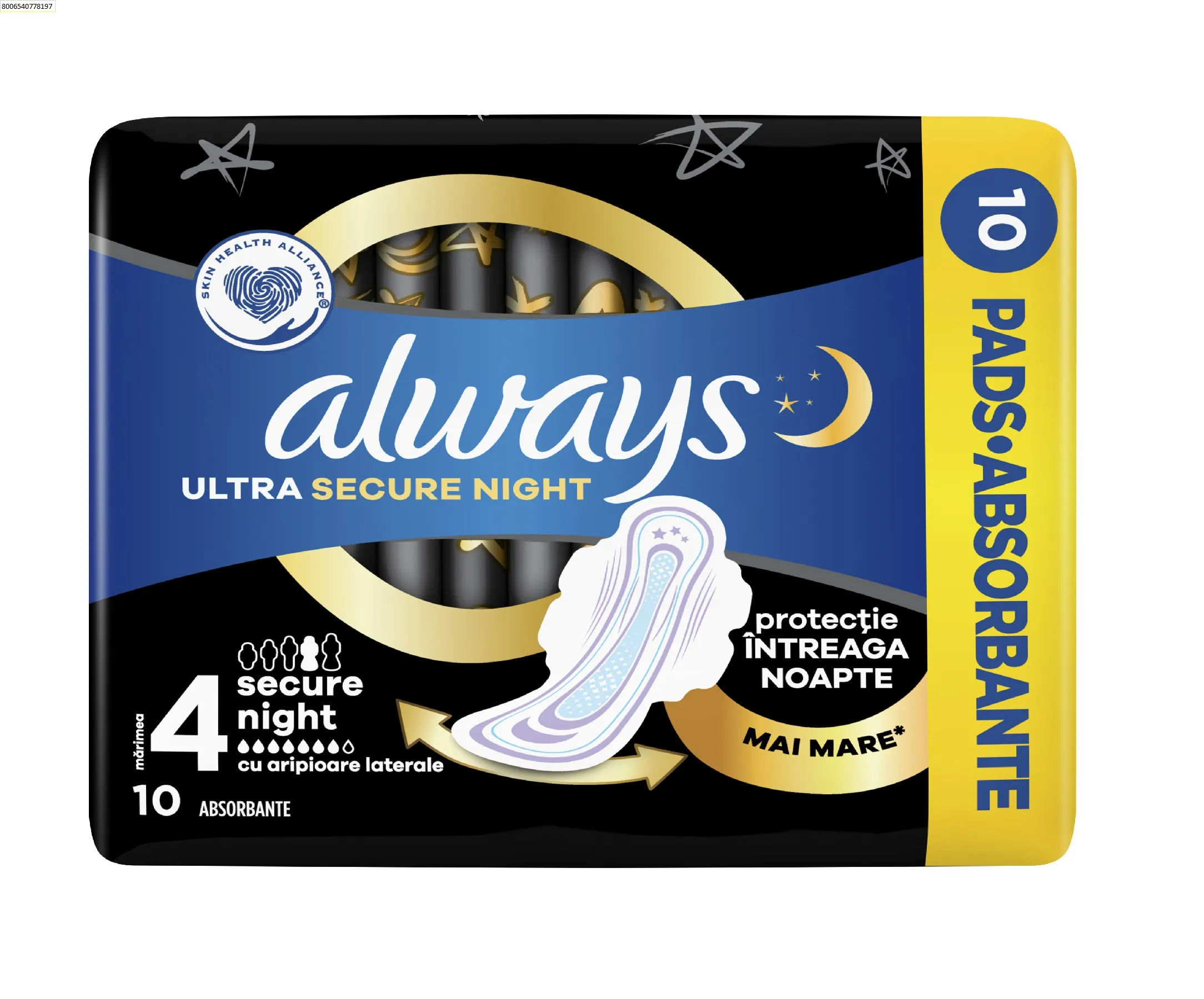 Always Ultra Secure Night hygienické vložky 10 ks