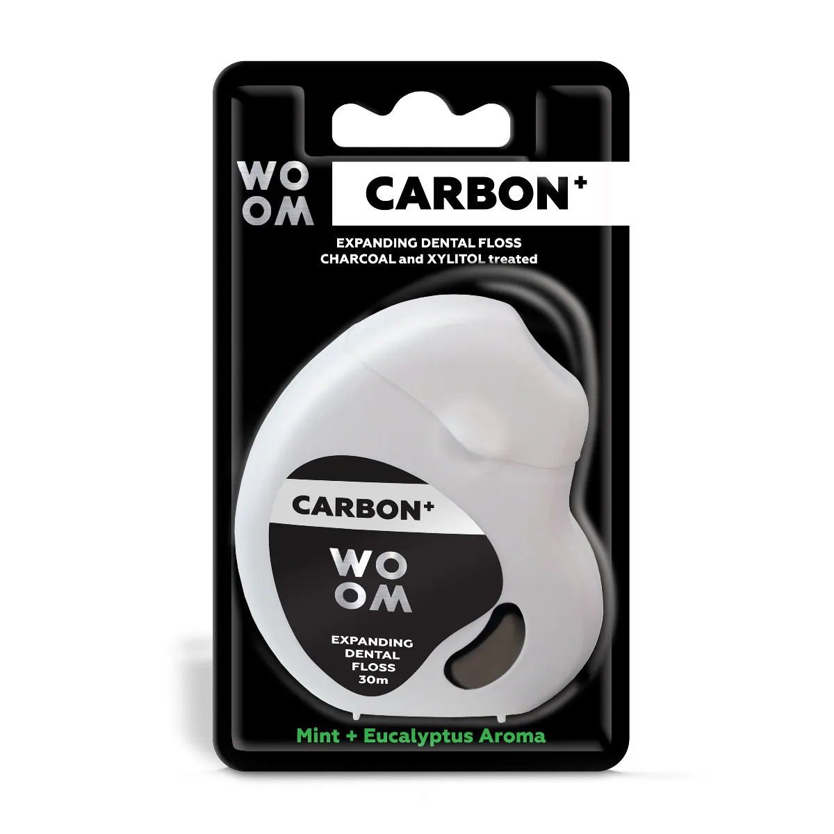 WOOM CARBON+ expandující černá zubní nit 30 m