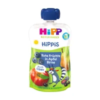 Hipp BIO Hippies Jablko, hruška, červené ovoce + železo