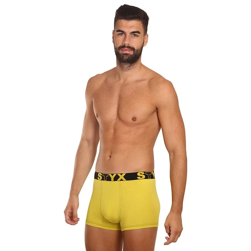 Styx Pánské boxerky sportovní guma zelenožluté (G1065) S