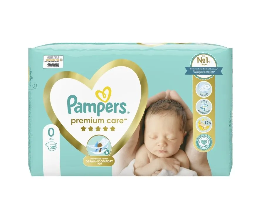 Pampers Premium Care Newborn vel. 0 <3 kg dětské pleny 30 ks