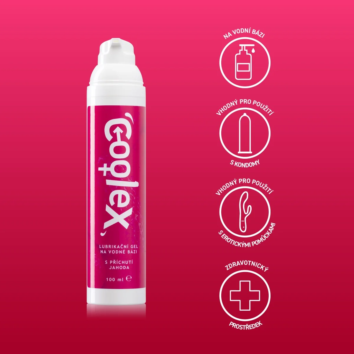 Coolex Lubrikační gel na vodní bázi jahoda 100 ml airless