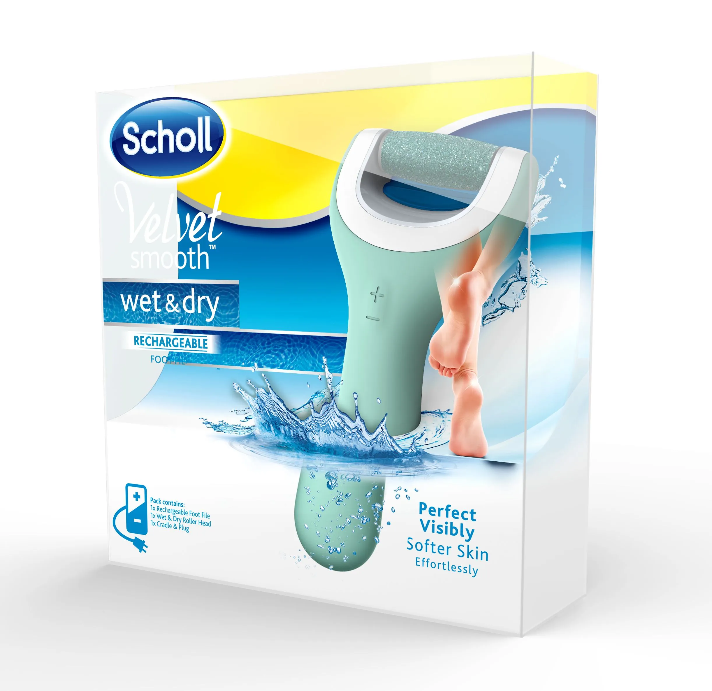 Scholl Velvetsmooth Elektrický pilník na chodidla do vody 