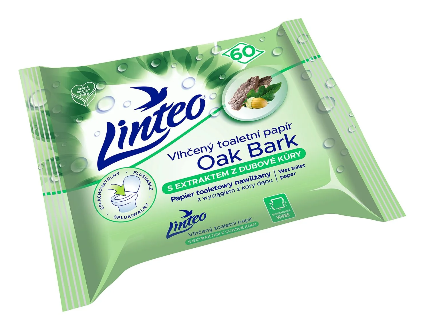 Linteo Vlhčený toaletní papír s dubovou kůrou 60 ks
