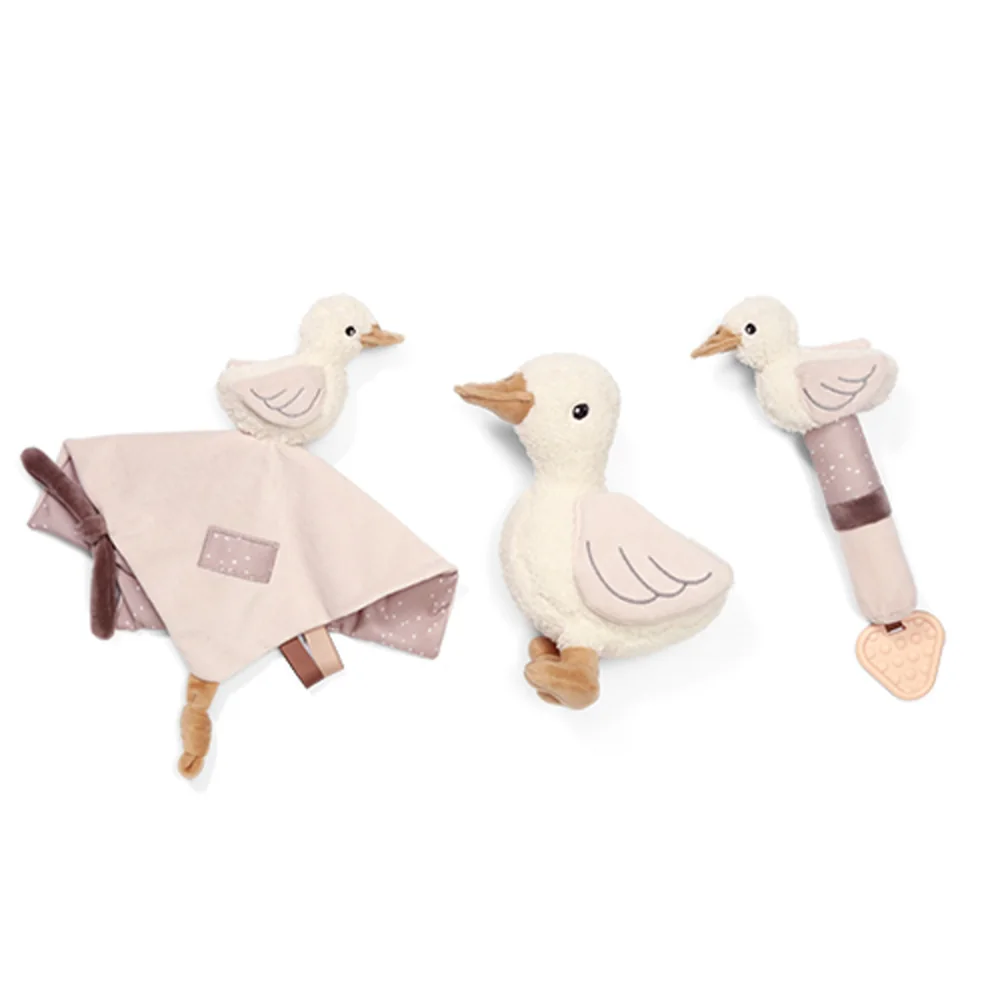 Babyono Plyšová hračka s pískátkem a kousátkem GOOSE ZOE, krémová