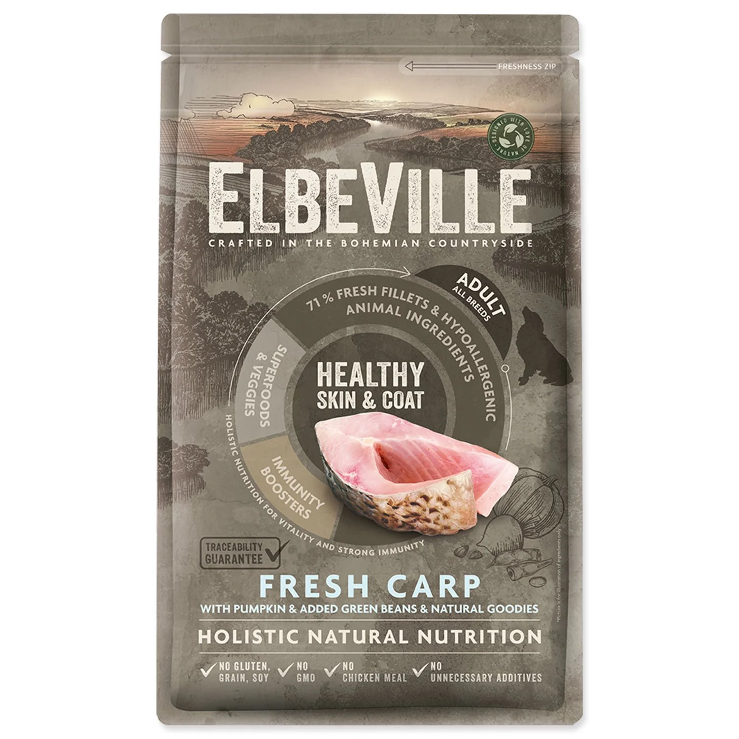 ELBEVILLE Krmivo Adult All Breeds Healthy Skin and Coat Fresh Carp 1,4kg