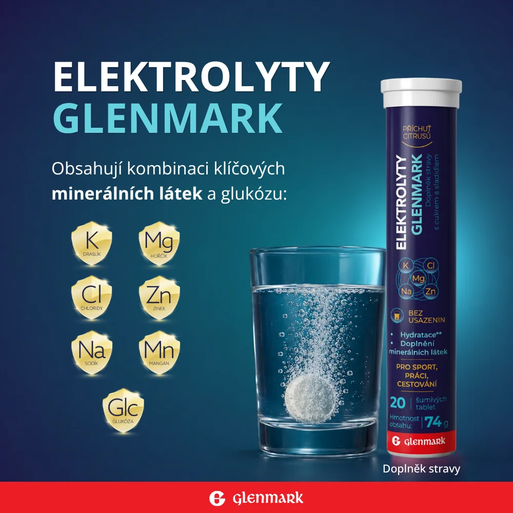 Glenmark Elektrolyty příchuť citrusů 20 šumivých tablet